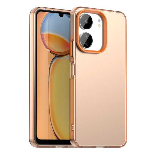 Redmi 13R 5G Shockproof Phone Case - Candy PC Hybrid TPU, Orange - 1