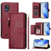ZTE Blade A52 Lite Dark Red Leather Wallet Phone Case with Multi-Card Slots - 1