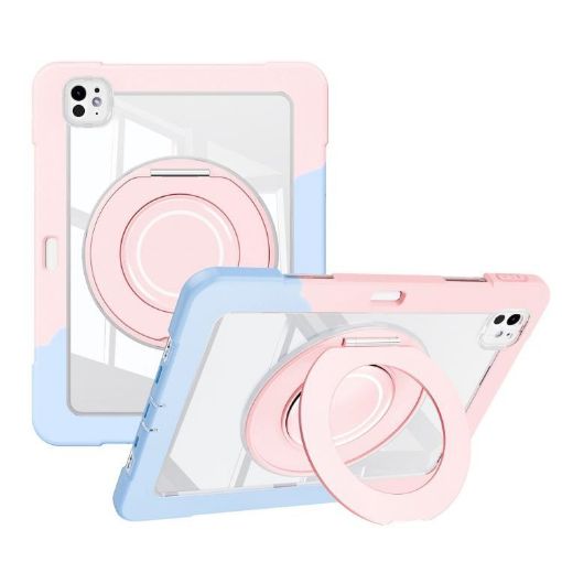 iPad Pro 13 2024 Crystal Armor Case with Pen Slot - Blue Pink - 1
