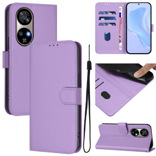 Ulefone Note 17 Pro Leather Phone Case with Lanyard - Lavender Purple - 1
