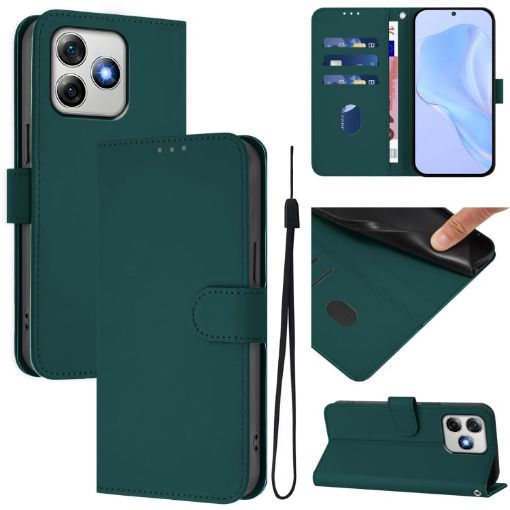 Ulefone Note 18 Ultra Dark Green Leather Phone Case with Lanyard - 1