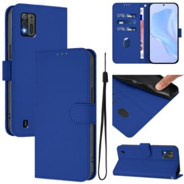 ZTE Blade A52 Lite Dark Blue Leather Phone Case with Lanyard - 1