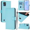 ZTE Blade A52 Lite Sky Blue Leather Phone Case with Lanyard - 1