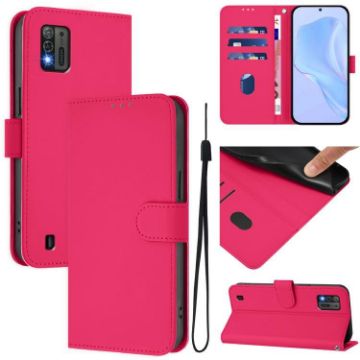 ZTE Blade A52 Lite Rose Red Leather Phone Case with Lanyard - 1