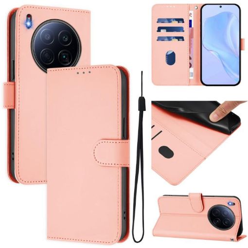 Tecno Camon 40 Premier Pink Leather Phone Case with Lanyard - 1
