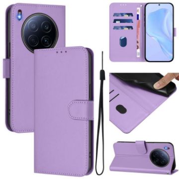 Tecno Camon 40 Premier Lavender Purple Leather Case with Lanyard - 1