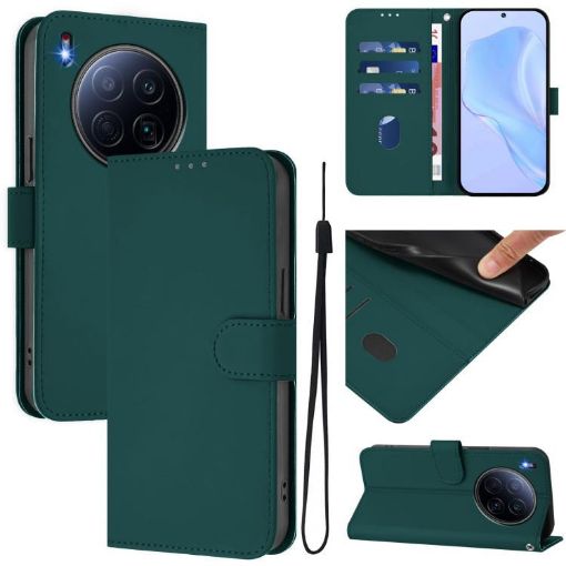 Tecno Camon 40 Premier Dark Green Leather Phone Case with Lanyard - 1