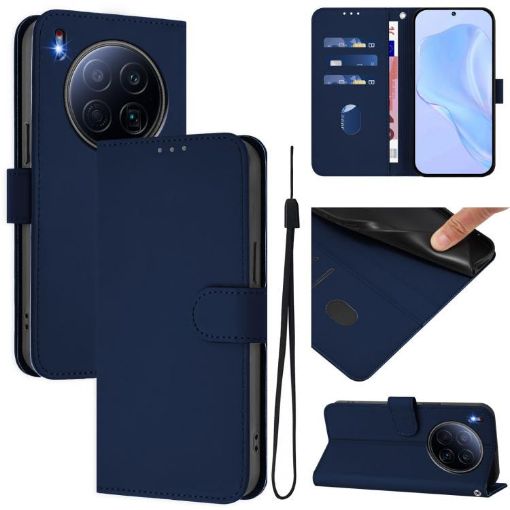 Tecno Camon 40 Premier Navy Blue Leather Phone Case with Lanyard - 1