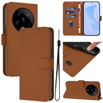 Xiaomi 14 Ultra 5G Leather Phone Case with Lanyard - Brown - 1