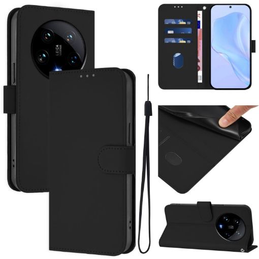 Xiaomi 14 Ultra 5G Leather Phone Case with Lanyard - Black - 1