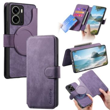Realme 14 CaseNeo MagSafe RFID Anti-theft Leather Case - Purple - 1