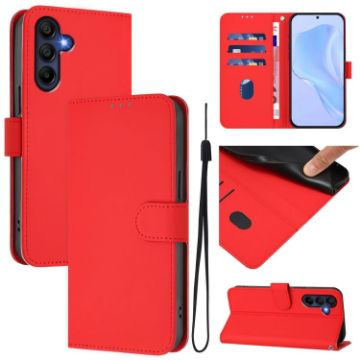 Samsung Galaxy A26 5G Red Leather Phone Case with Lanyard - 1