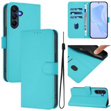 Samsung Galaxy A26 5G Lake Blue Leather Phone Case with Lanyard - 1