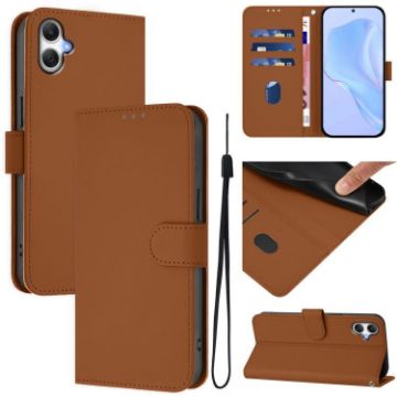 Samsung Galaxy A06 4G/5G Brown Leather Phone Case with Lanyard - 1