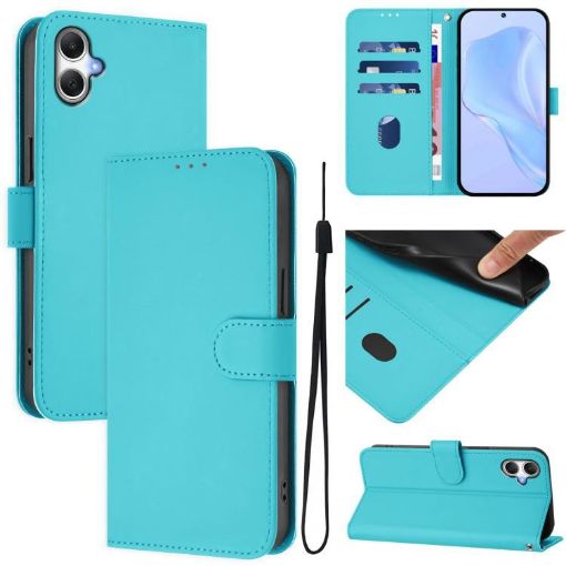 Samsung Galaxy A06 4G/5G Leather Case with Lanyard - Lake Blue - 1
