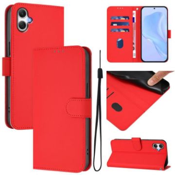 Samsung Galaxy A07 4G Red Leather Phone Case with Lanyard - 1