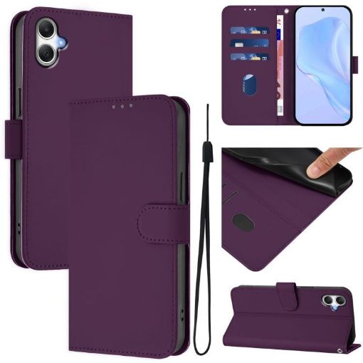 Samsung Galaxy A07 4G Violet Leather Phone Case with Lanyard - 1