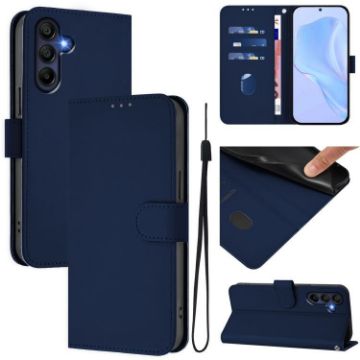 Samsung Galaxy A17 5G Navy Blue Leather Phone Case with Lanyard - 1