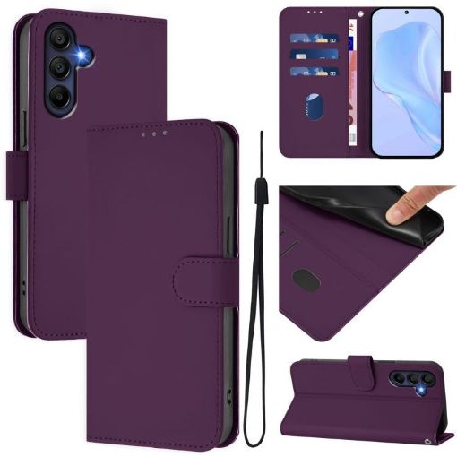 Samsung Galaxy A17 5G Violet Leather Phone Case with Lanyard - 1