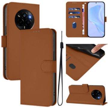 Realme Narzo 80 Pro Brown Leather Phone Case with Lanyard - 1