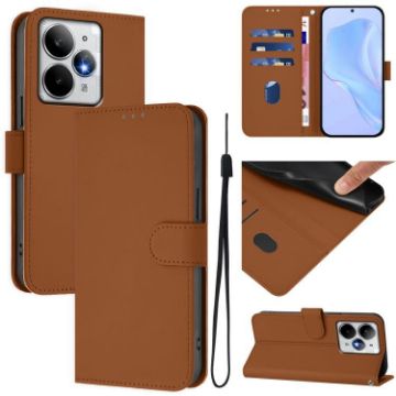 Realme Neo7 Turbo 5G Brown Leather Phone Case with Lanyard - 1
