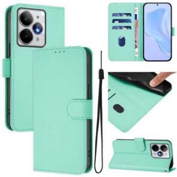 Realme Neo7 Turbo 5G Mint Green Leather Phone Case with Lanyard - 1