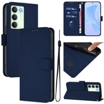 Realme V70 5G/14X Leather Phone Case with Lanyard - Navy Blue - 1