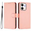 OPPO A5X 4G/5G Pink Leather Phone Case with Lanyard - Solid Color - 2