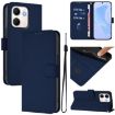 OPPO A5X 4G/5G Leather Phone Case with Lanyard - Navy Blue - 1