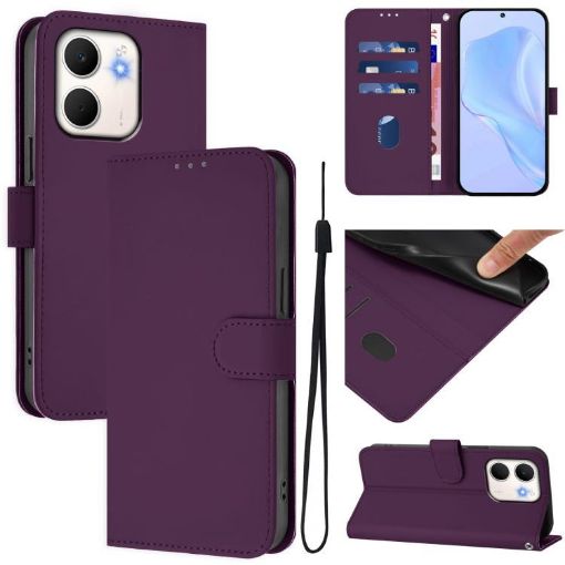 OPPO A5X 4G/5G Violet Leather Phone Case with Lanyard - 1