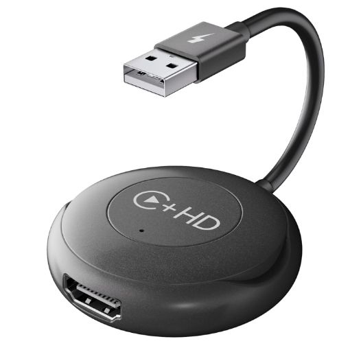 Wireless CarPlay Adapter USB HDMI - Round Silver Auto Adapter - 1