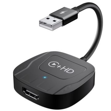Wireless CarPlay Adapter USB HDMI Wired to Wireless Square Black - 1