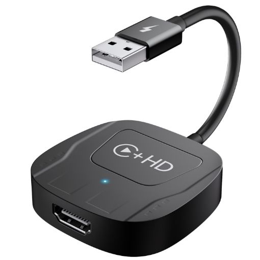 Wireless CarPlay Adapter USB HDMI Wired to Wireless Square Black - 1