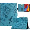Samsung Galaxy Tab A7 10.4 T500 Floral Bird Embossed Leather Case Blue - 1
