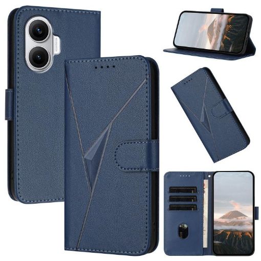 Redmi Turbo 4 Pro/Poco F7 Leather Case - Triangle Pattern, Royal Blue - 1