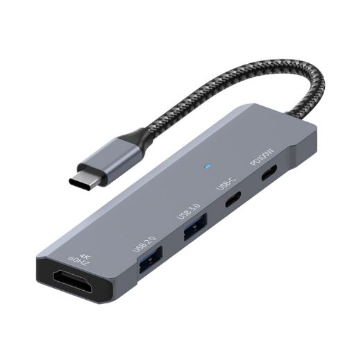 ADS-336 5 in 1 4K HDMI, USB-C, USB Hub Expander - Dark Grey - 1