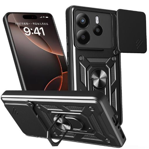 Redmi Note 14 5G Phone Case Black - Sliding Camera Cover TPU+PC Design - 1