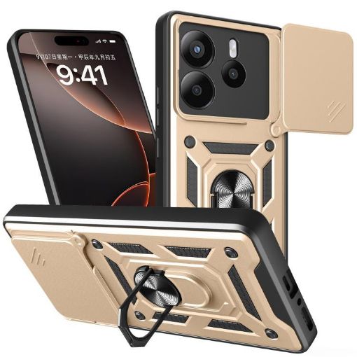 Redmi Note 14 5G Gold Case with Sliding Camera Cover TPU+PC - 1