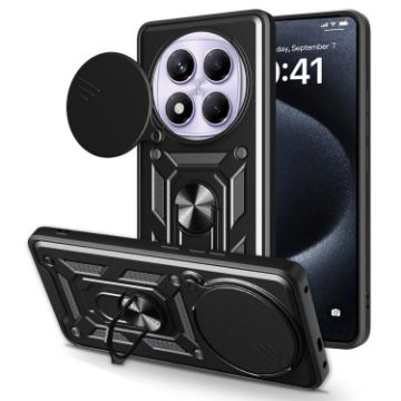 Redmi Note 14 Pro 4G Case - Black Sliding Camera Cover TPU+PC - 1