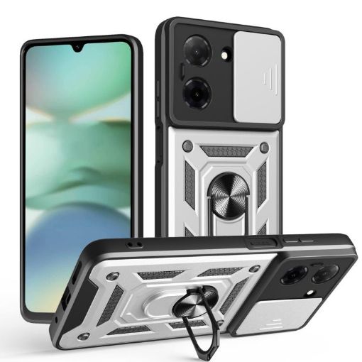 Redmi A5 4G Phone Case Silver - Sliding Camera Cover TPU+PC Design - 1