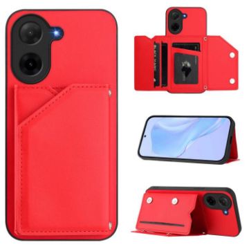 Redmi A5/Poco C71 Red Phone Case with Wrist Strap & 4 Card Slots - 1