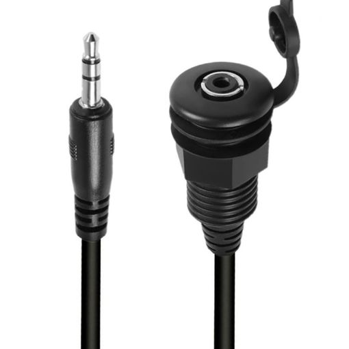 3.5mm TRS Stereo Ground Plug Panel Audio Cable 0.3m (M to F) - 1
