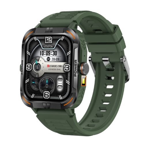 ZW69 1.97" AMOLED Smart Watch, BT Call, Blood Oxygen/Heart Rate, Green - 1