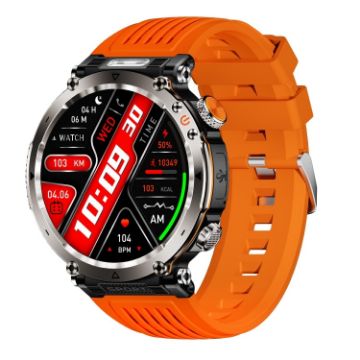 HT30 Smart Watch - 1.7" IP68 Waterproof, Flashlight, Compass, Orange Band - 1