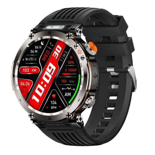 HT30 Smart Watch - 1.7" IP68 Waterproof, Flashlight, Compass, Black - 1