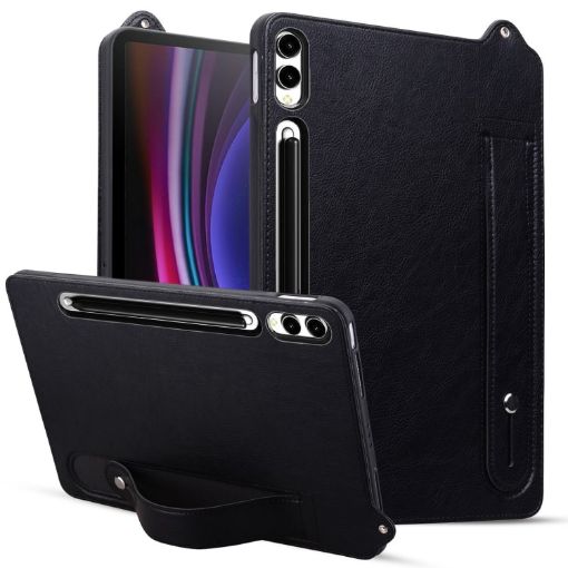 Samsung Galaxy Tab S10+/S9+/S8+ TPU Leather Case with Wristband (Black) - 1