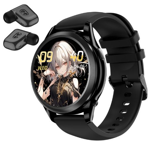 X17 Mini 1.27" IP67 Waterproof Smart Watch & Bluetooth Earphone - Black - 1
