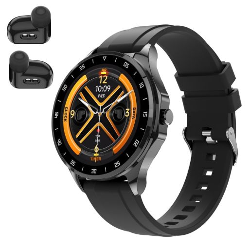 X20 1.43" IP67 Waterproof Smart Watch with Bluetooth Earphones - Black - 1