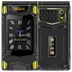 M7+ 4G Dual Screen Flip Phone, 6800mAh, Dual SIM, SOS, EU Plug, Black - 1