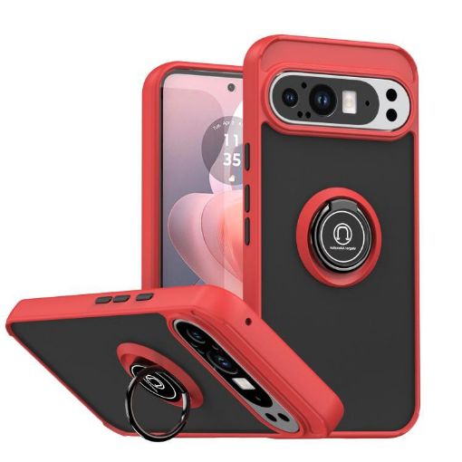 Google Pixel 9 Pro XL Q Shadow 1 TPU + PC Case with Ring - Red - 1